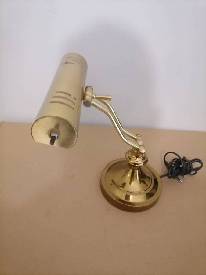 Vintage Solid Brass Bankers Desk Writers Adjustable Lamp Art Deco Style - 100% WORKING