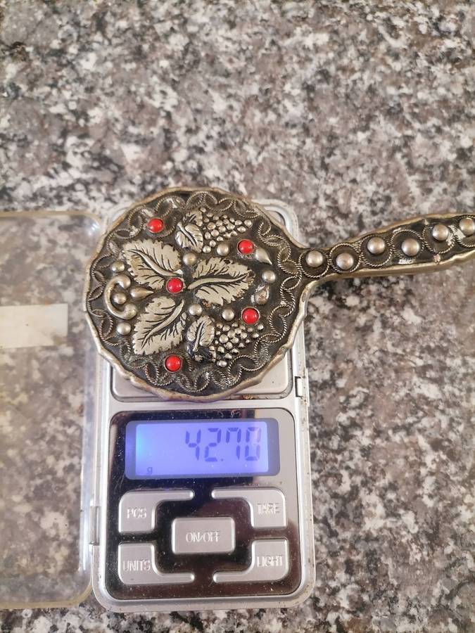 20th Century Rare antique Original styled by Schildkraut Etruscan style Silver Purse dress Mirror