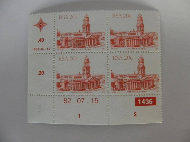 RSA 4th Definitive Series (1982) - 20c Mint Control Block #1436 Dated 82.07.15