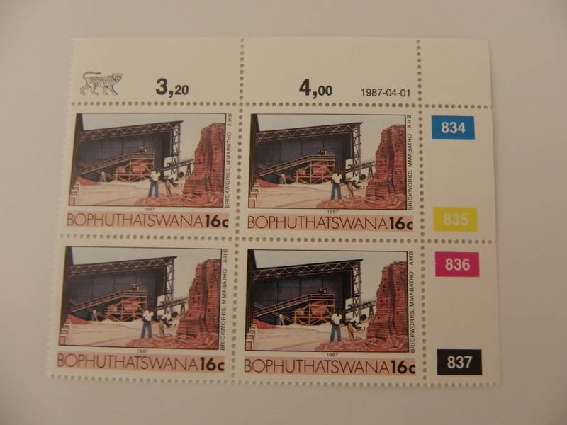 Bophuthatswana 2nd Def Series (1985) - Local Industrie 16c Mint Control Block #834 Dated 1987-04-01
