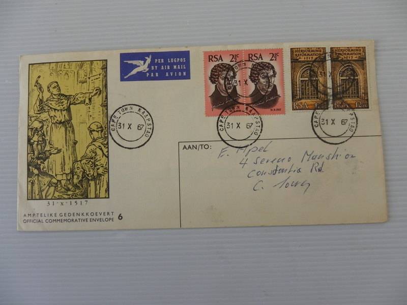 RSA 1.06 (1967) - 450th Anniversary of Reformation Official FDC with Pairs