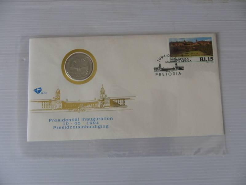 RSA 6.03c (1994) - Inauguration of President Mandela FDC With Coin (Untampered)