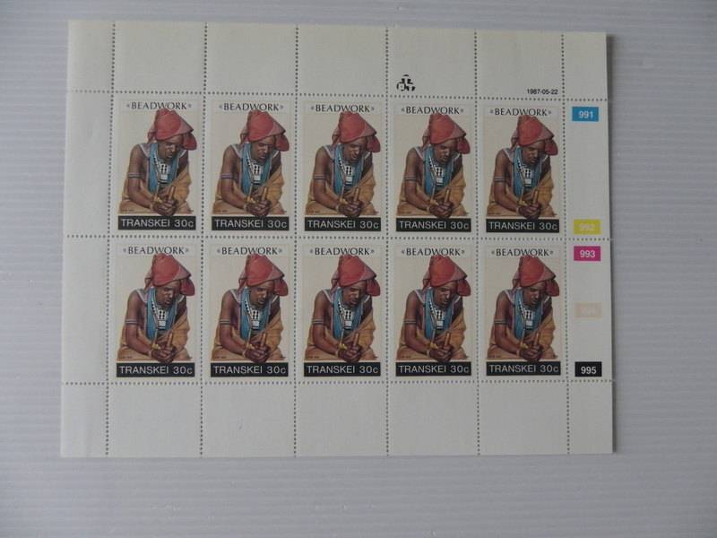 Transkei 2.12 (1987) - Beadwork 30c Mint Full Sheet
