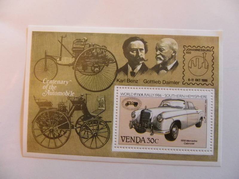 Venda SAF01 (1986) - Centenary of the Automobile Mint Miniature Sheet
