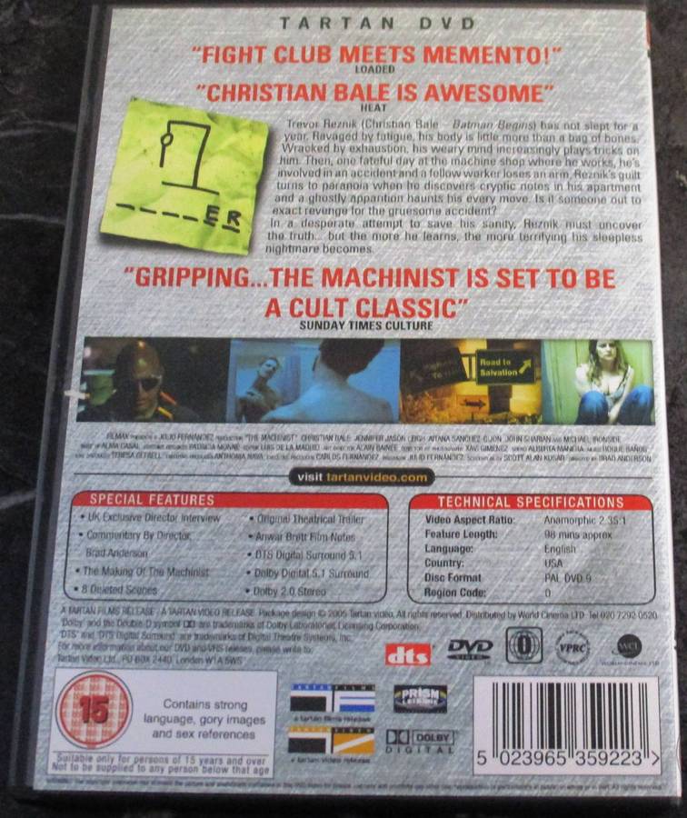 The Machinist DVD Christian Bale  [BBOX 2] Region 2