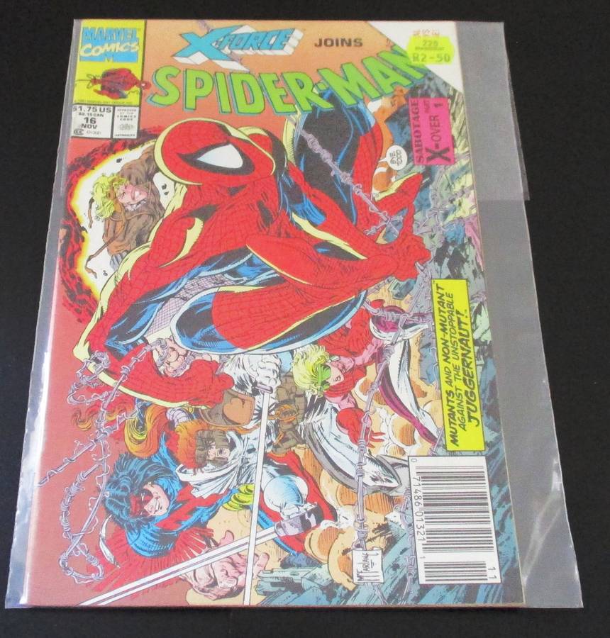 MARVEL Comics X-Force joins SPIDER-MAN Sabotage X-Over Part 1 #16 Nov 1991 [Box 3]