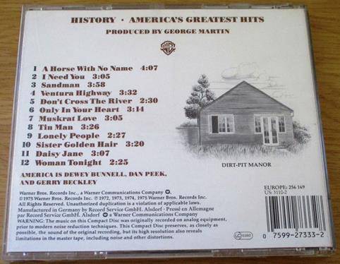 AMERICA History Greatest Hits CD [Shelf Z x 1]