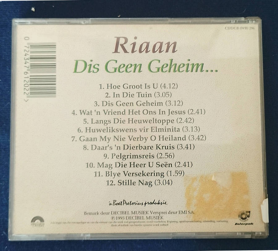 RIAAN Dis Geen Geheim... CD [AFRIKAANS-Religious BOX 2]