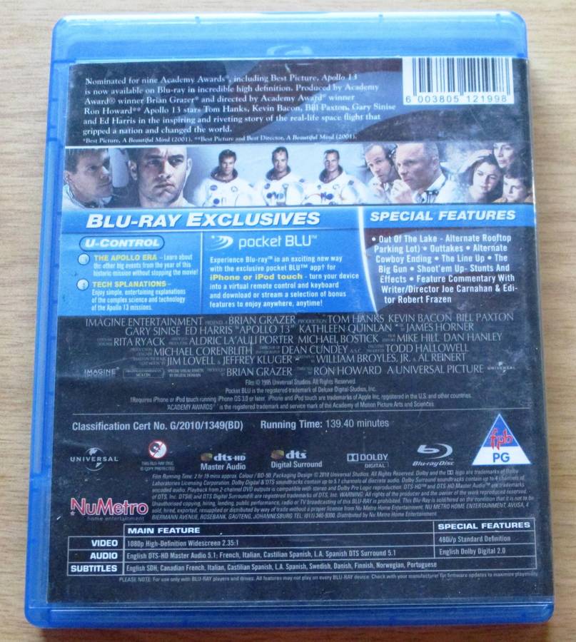 APOLLO 13 BLU RAY Tom Hanks Kevin Bacon