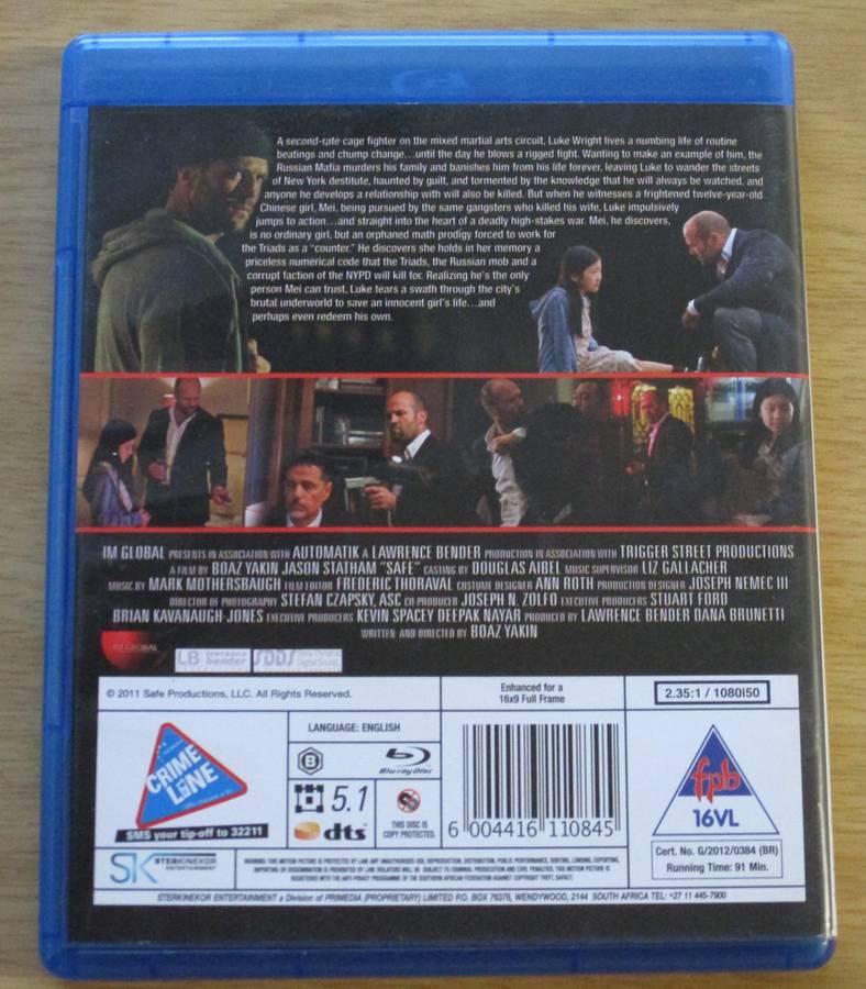 SAFE Jason Statham BLU RAY [BLU RAY SHELF]