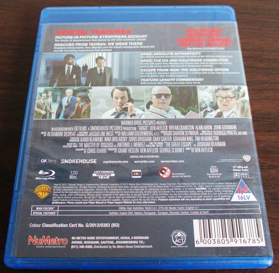 ARGO BLU RAY Ben Affleck [BLU RAY SHELF]