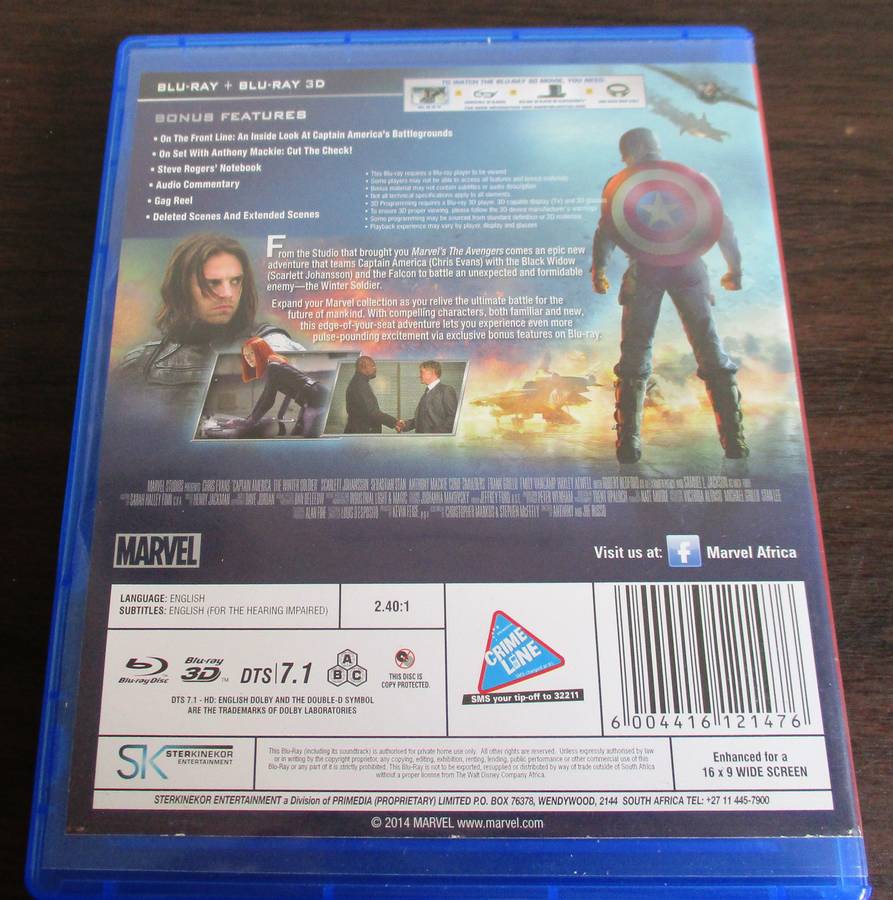 CAPTAIN AMERICA The Winter Soldier BLU RAY + 3D BLU RAY [BLU RAY SHELF]