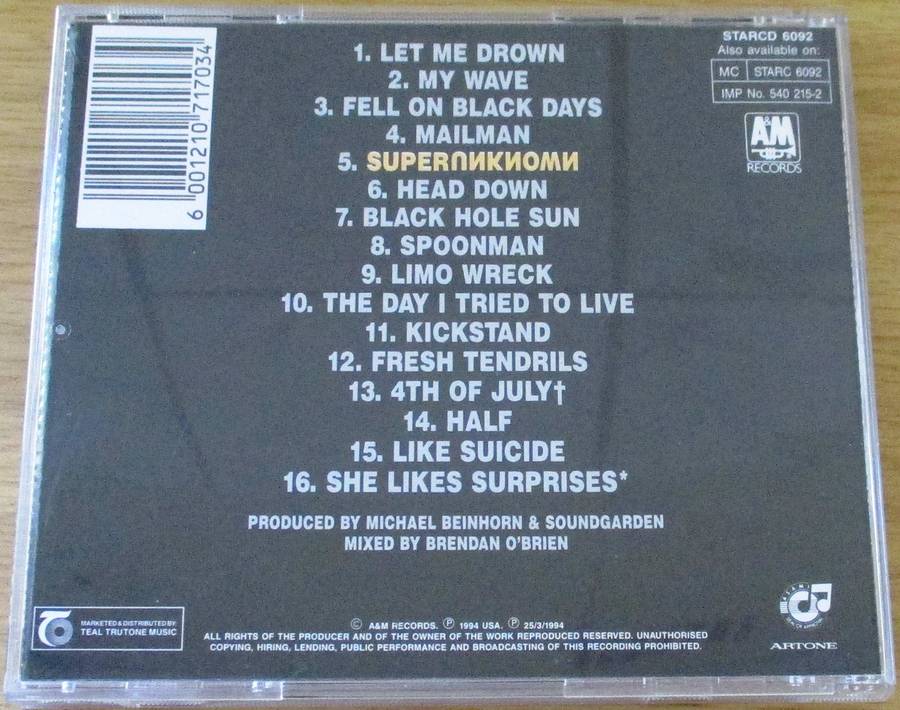 SOUNDGARDEN Superunknown CD [Zx12]