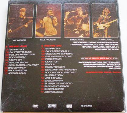 BAD COMPANY In Concert Merchant of Cool 2xDVD