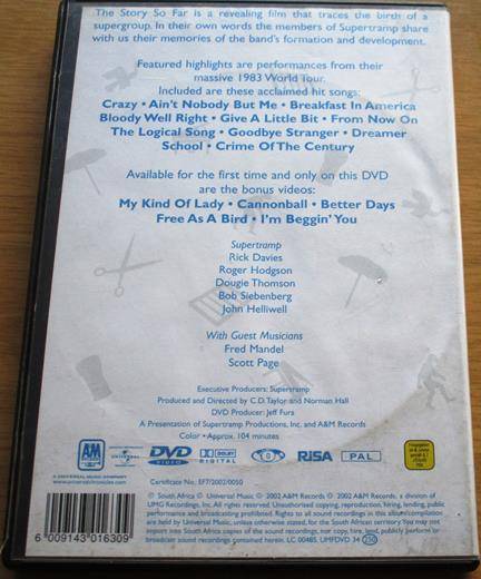 SUPERTRAMP The Story so Far DVD