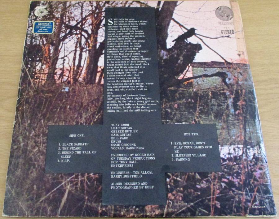 BLACK SABBATH Black Sabbath 1970 South African LP VINYL RECORD [Shelf G] Vertigo Swirl