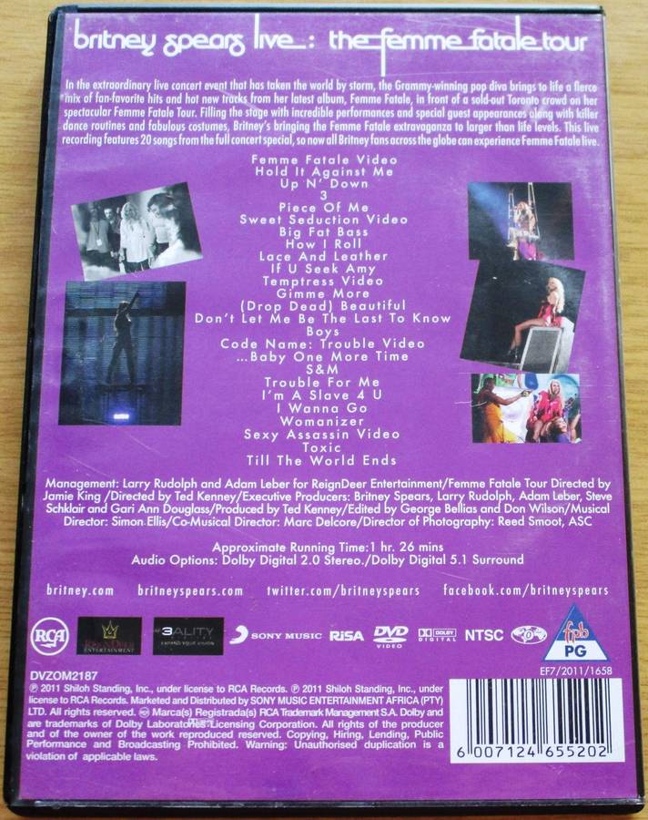 BRITNEY SPEARS The Femme Fatale Tour DVD