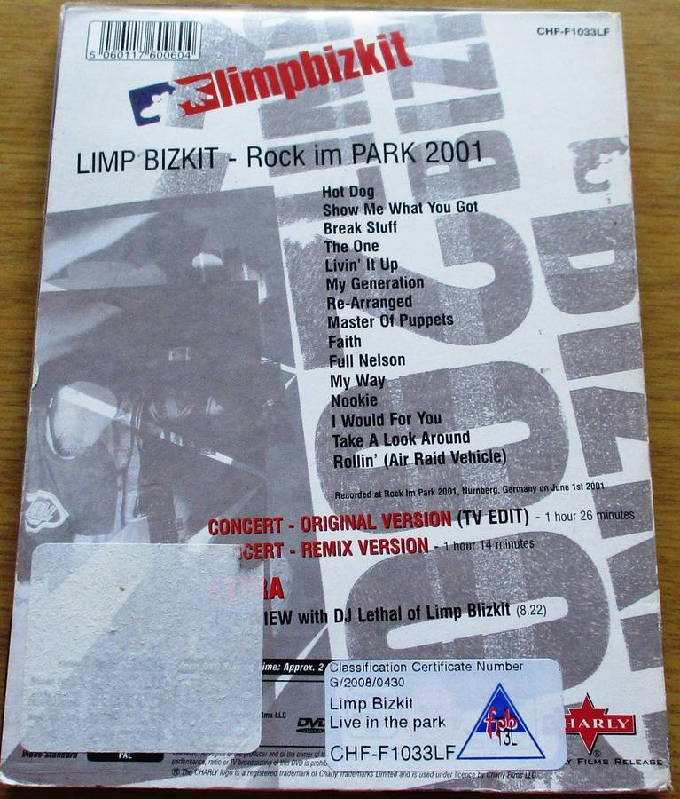 LIMP BIZKIT Rock Im Park 2001 DVD