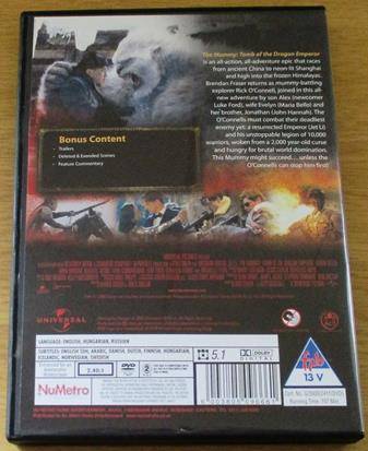 THE MUMMY Tomb of the Dragon Emperor Brendan Fraser Jet Li DVD  [BBOX 11]