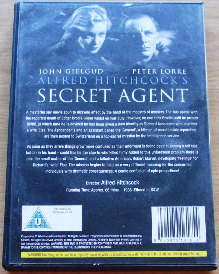 ALFRED HITCHCOCK'S SECRET AGENT DVD [BBOX 5] Region 2