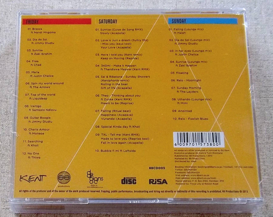 DJ KENT The Weekent SOUTH AFRICA 3 CD Cat#88CD 005 Total Time: 03:11:31 min