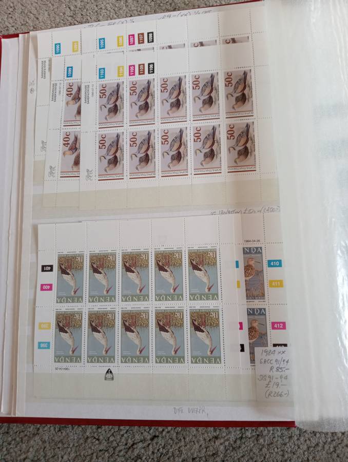 VALUABLE BIRDS ETC M/SHEETS  COLLECTION-NAMIBIA BLOCKS TBVC CONTROLS AND MANY MORE