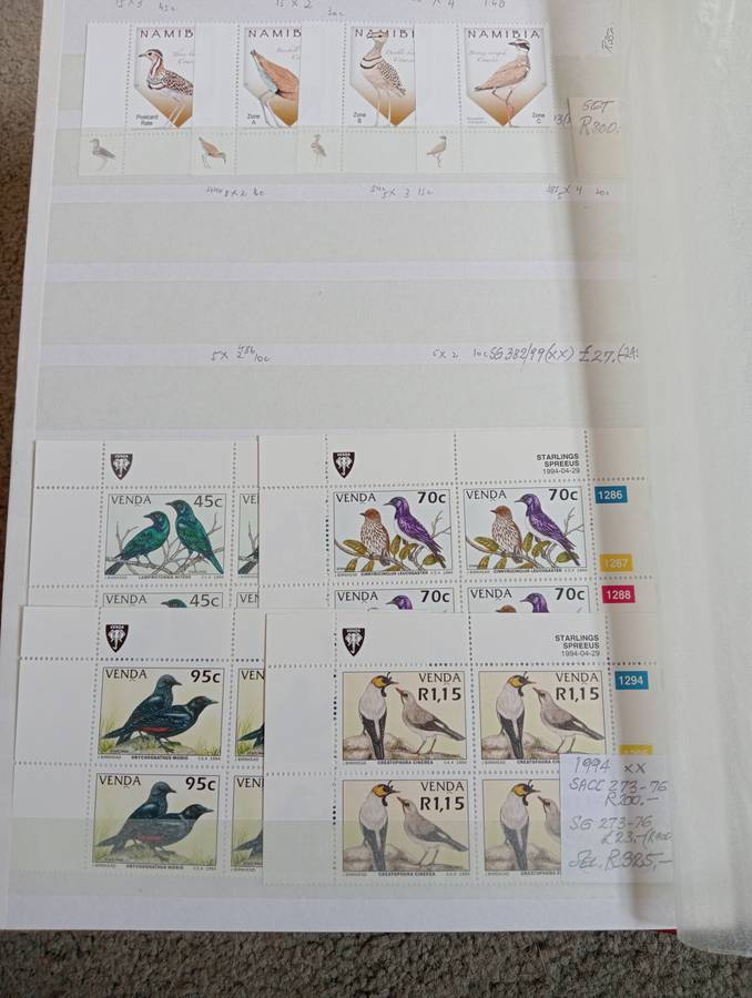 VALUABLE BIRDS ETC M/SHEETS  COLLECTION-NAMIBIA BLOCKS TBVC CONTROLS AND MANY MORE