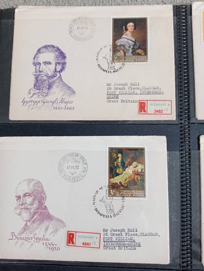 16 LOVELY 1960`S HUNGARIAN COVERS TO ENGLAND -SEE ALL BELOW AND OTHER LOTS