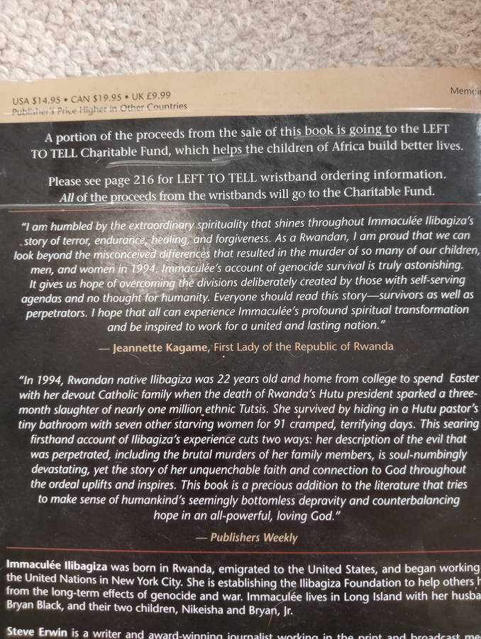 SIGNED BOOKS ON AUCTION TODAY- "LEFT TO TELL-MUST READ !! -SIGNED SEE BELOW  !!!   "