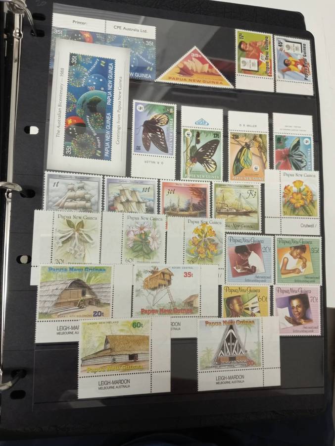 PAPUA NEW GUINEA-LOVELY COLLECTION CONTROLS AND MUCH MORE UMM odd minor light tone.12 FULL PAGES