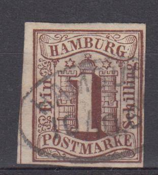 GERMAN STATES- HAMBERG R3150.00     1859 SCARCE Michel 2 superb used