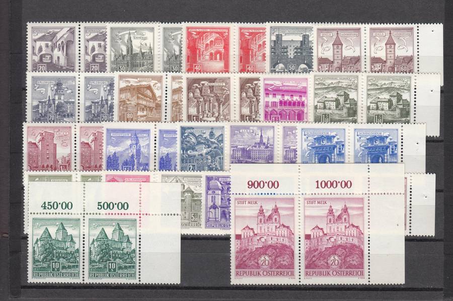 AUSTRIA-1957 SCARCE  DEFINITIVES SUPERB UMM PAIRS TO TOP VALUE  R3000.00 PLUS PLUS