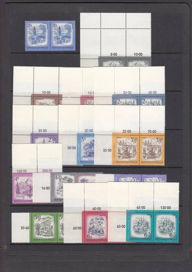 AUSTRIA-1973 VERY SCARCE  DEFINITIVES SUPERB UMM PAIRS  R5000.00 PLUS PLUS    SEE BELOW
