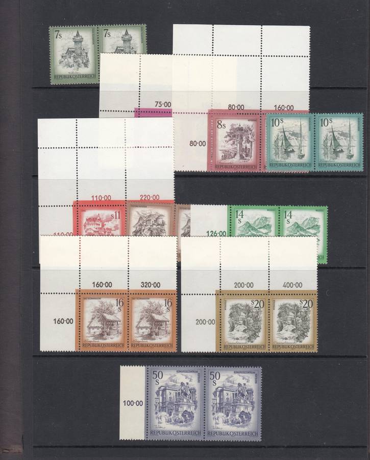 AUSTRIA-1973 VERY SCARCE  DEFINITIVES SUPERB UMM PAIRS  R5000.00 PLUS PLUS    SEE BELOW
