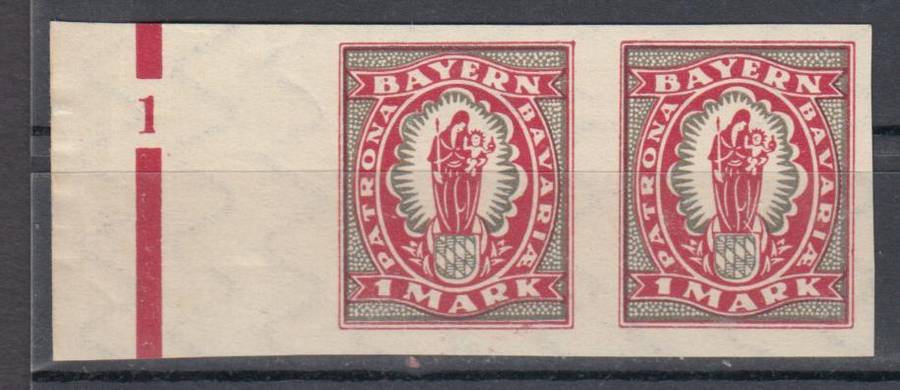 BAVARIA- SCARCE SG266 SUPERB UMM IMPERF PAIR