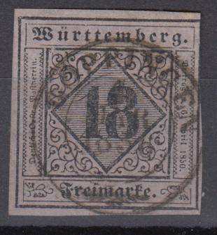 WURTTEMBERG-1851 EXTREMELY SCARCE SUPERB USED SG9     R28 450.00     SEE BACK BELOW