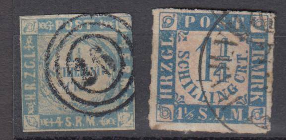 SCHLESWIG HOLSTEIN 1864 SG 51 AND 59 FINE USED  R3530.00