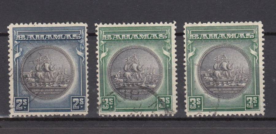 BAHAMAS-KGV SG 131c,132 and 132a VFU   R960.00