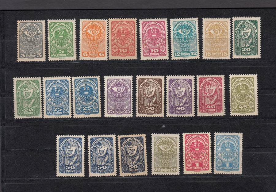 AUSTRIA-1919 SET SCARCE SO COMPLETE WITH EXTRAS VFM-LIGHT H.R.