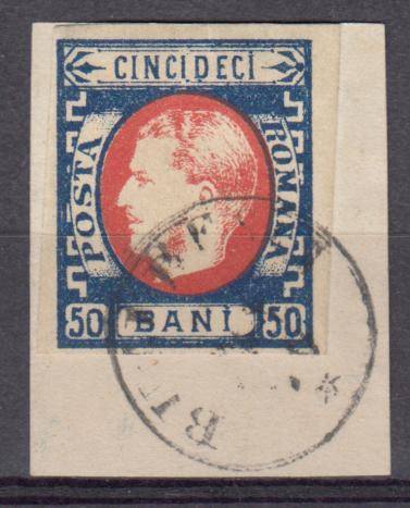 ROMANIA-1869 SCARCE  SG78 top value superb used on piece   EXPERTISED !  R1580.00+