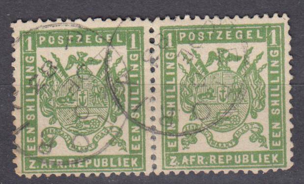 TRANSVAAL-1/ PAIR VFU  1883