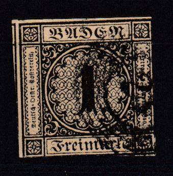 BADEN- VERY SCARCE SCARCE USAGE MICHEL 1a NOT BUFF OR BROWN  R34 800.00-SEE BACK BELOW