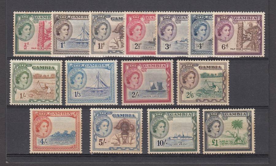 GAMBIA-QEII SCARCE SET H.R. TONE SPOTS  R2730.00