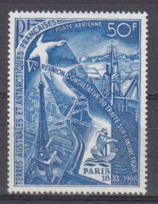 TAAF- SG 51 SCARCE AIR STAMP superb mint light h.r. BIRD      R1250.00