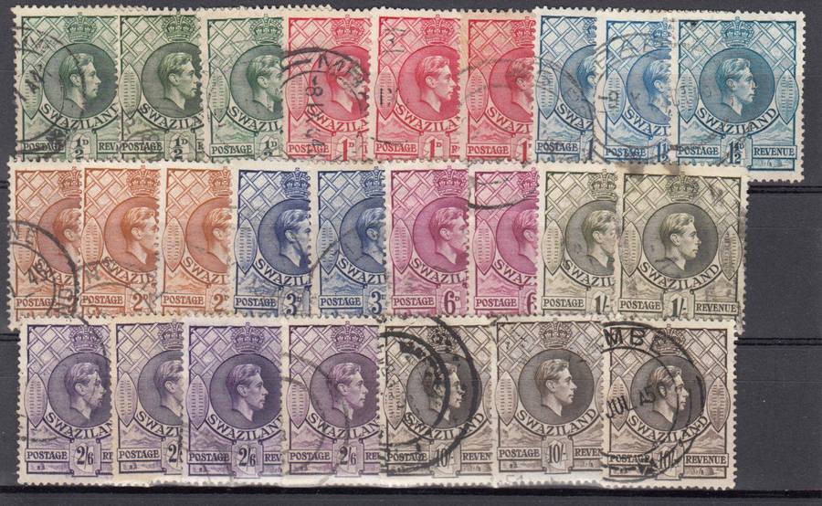 SWAZILAND-KGVI R8970.00     EVERY PERF AND SHADE !!! vfu and very difficult as such !!