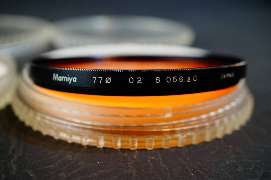 **Mamiya OEM** Set of 77mm Mamiya Filters Orange S 056 2c, SL-1B, YG C **Great Condition**