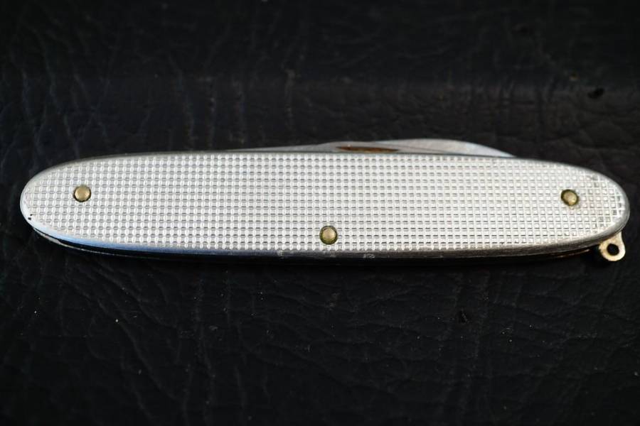 Victorinox Swiss Army Silver Alox Knife with Two Blades **Good Condition**
