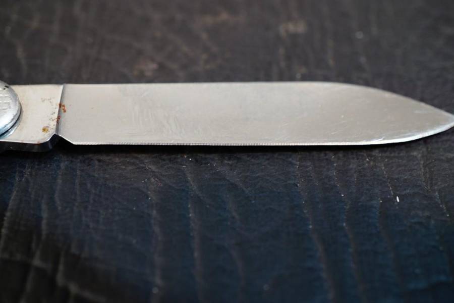 Victorinox Swiss Army Silver Alox Knife with Two Blades **Good Condition**