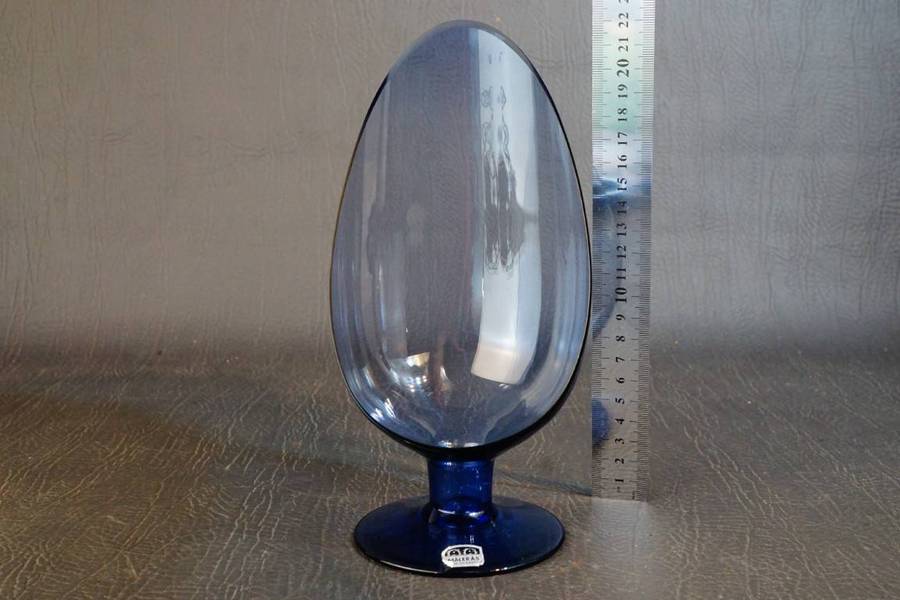 Maleras made in Sweden Blue Glass Candle Stick Holder **Excellent Condition**