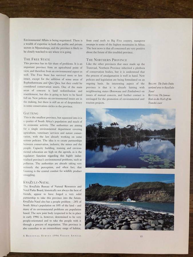 Vision 1996 Annual - Wildlife, Ecotourism and the Environment in Southern Africa (Hardcover no dj)